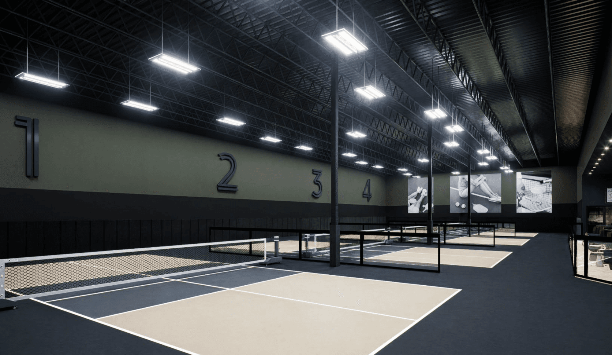 Indoor pickleball court at the Sanctuary Bonita Springs
